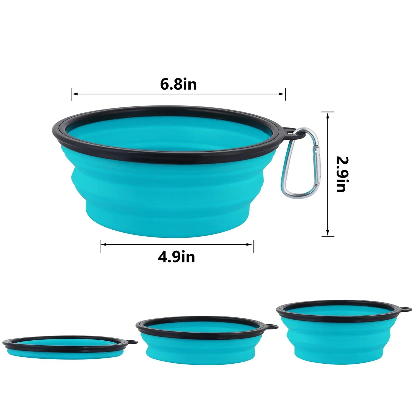 Collapsible Pet Silicone Dog Food Water Bowl With Bowl Lip Pet Outdoor Travel Portable Puppy Dishes with Carabiner Pet Supplies