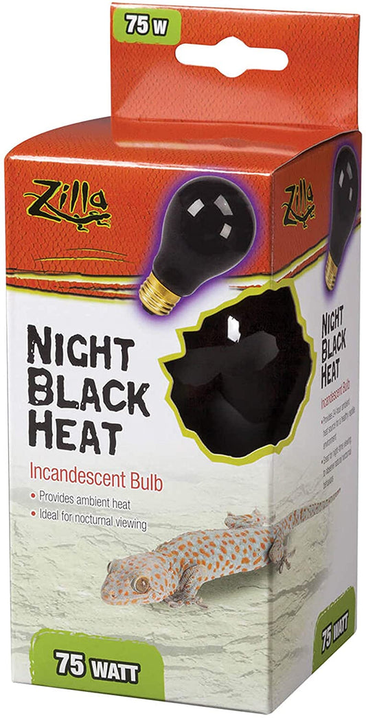 Zilla Reptile Terrarium Incandescent Heat Bulb, Night Black, 75 Watts, 1 Count (Pack of 1)