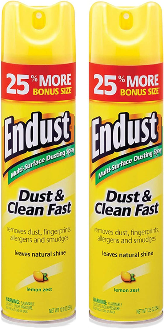 Endust Multi-Surface Dusting and Cleaning Spray, Lemon Zest, 12.5 Ounce (Pack of 2)