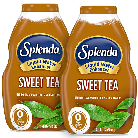 SPLENDA Liquid Water Enhancer Drops, Sugar Free, Zero Calorie, Natural Flavor, Concentrated Drink Mix, 3.11 Fl Oz Each Bottle (Sweet Tea, 2 Pack)