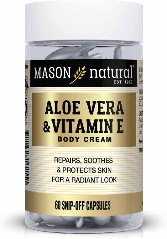 Mason Natural Aloe Vera & Vitamin E Hydration Skin Therapy Snipp-Off Capsules, 60 Count