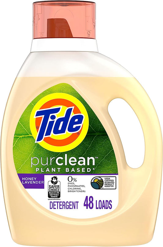 Purclean Liquid Laundry Detergent, Honey Lavender Scent, 69 Fl Oz, 48 Loads, 75% Plant-Based