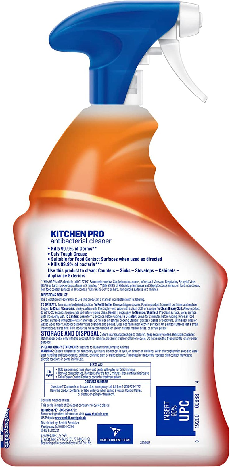 Lysol Pro Kitchen Spray Cleaner and Degreaser, Antibacterial All Purpose Cleaning Spray for Kitchens, Countertops, Ovens, and Appliances, Citrus Scent, 22Oz