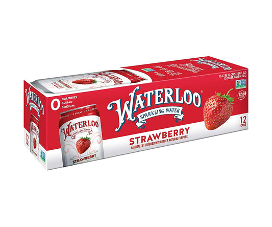 Waterloo Sparkling Water, Strawberry Naturally Flavored, 12 Fl Oz Cans, Pack of 12 | Zero Calories | Zero Sugar or Artificial Sweeteners | Zero Sodium
