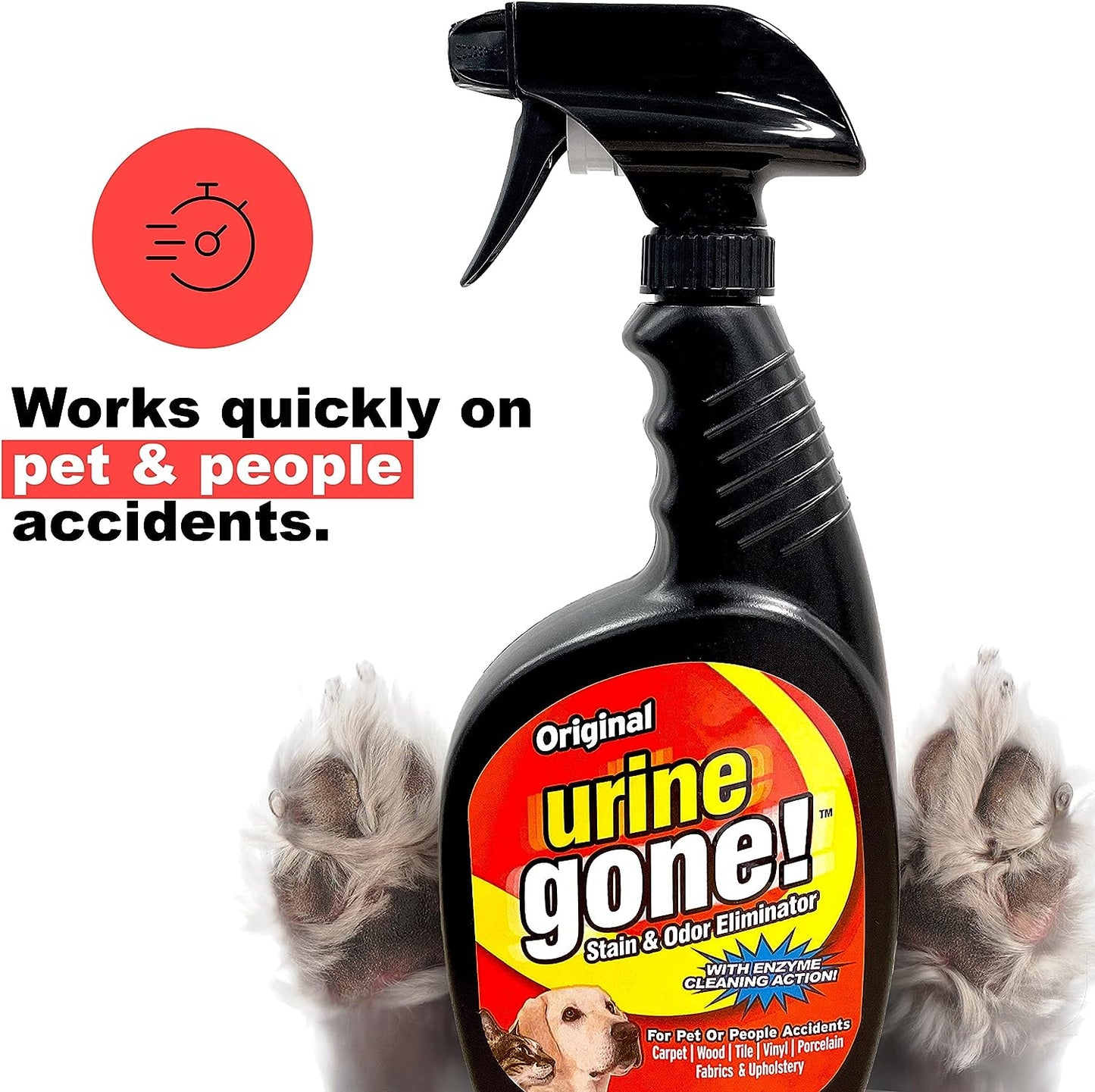 Urine Gone Stain & Odor Eliminator: Professional Strength Fast-Acting Enzyme-Based Solution, Instantly Penetrates and Neutralizes into the Fibers of a Carpet, Stops Pets from Remarking…