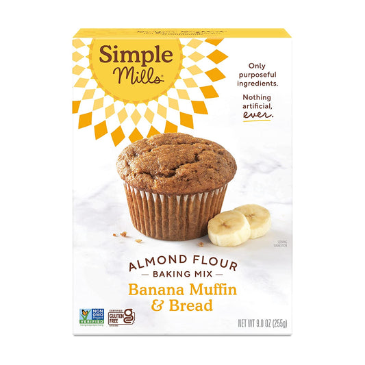 Simple Mills Almond Flour Baking Mix, Banana Muffin & Bread Mix - Gluten Free, Plant Based, Paleo Friendly, 9 Ounce (Pack of 1)