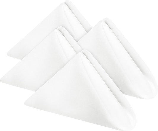 [24 Pack, White] Cloth Napkins 17X17 Inches, 100% Polyester Dinner Napkins with Hemmed Edges, Washable Napkins Ideal for Parties, Weddings and Dinners