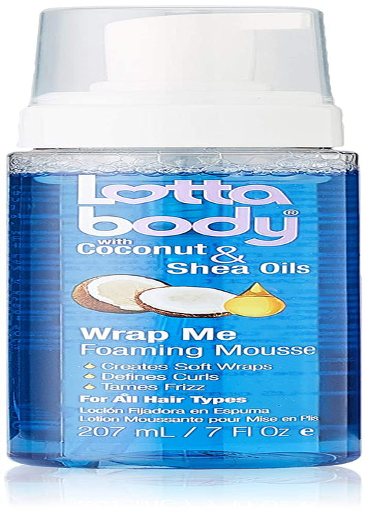 Coconut Oil and Shea Wrap Me Foaming Curl Mousse by Lotta Body, Creates Soft Wraps, Hair Mousse for Curly Hair, Defines Curls, anti Frizz, 7 Fl Oz