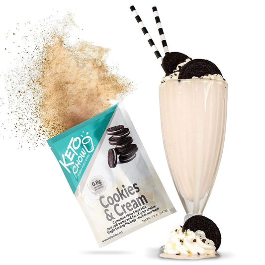 Keto Chow Cookies and Cream | Keto Meal Replacement Shake Powder | Nutritionally Complete Keto Food | Low Carb Keto Meals | Delicious Easy Meal Substitute Drink | Protein Rich You Choose the Fat| Single Meal Sample