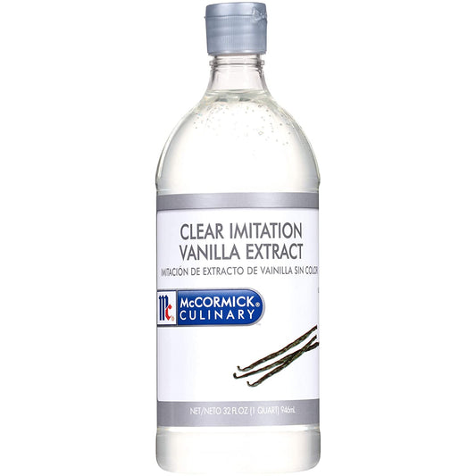 Mccormick Culinary Clear Imitation Vanilla Extract, 32 Fl Oz - One 32 Fluid Ounce Bottle of Clear Vanilla Flavoring for Baking, Perfect in Baked Goods, Frostings, Custards and Desserts