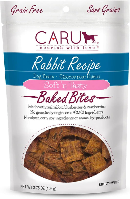 CARU - Soft 'N Tasty Baked Bites - Rabbit Bites Dog Treats - Flavorful Training Treats - 3.75 Oz