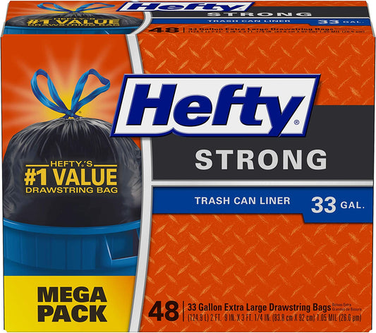 Strong Large Trash Bags, 33 Gallon, 48 Count