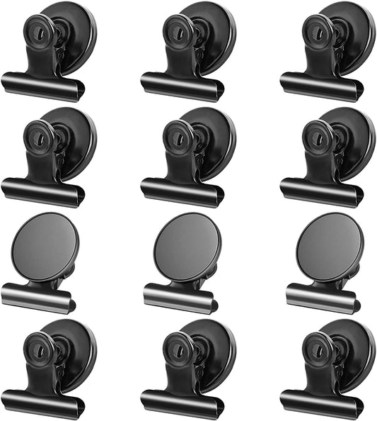 12Pack Fridge Magnets Refrigerator Magnets Magnetic Clips Heavy Duty Detailed List Display Fasteners on Home& Kitchen (Black, 12)