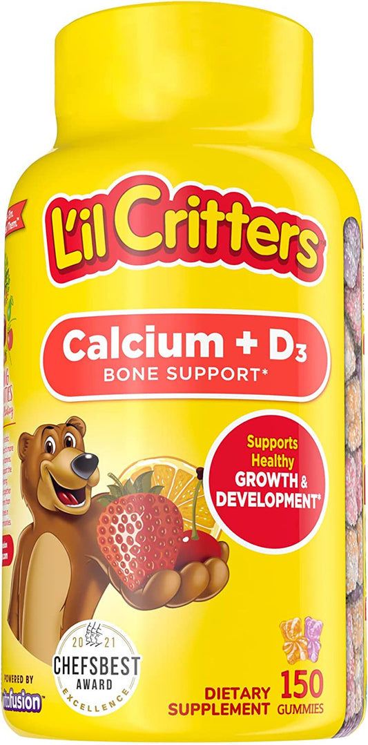 L'Il Critters Kids Calcium Gummy Bears with Vitamin D3, 150Ct
