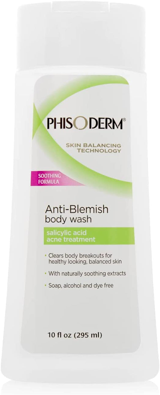 Phisoderm Anti-Blemish Body Wash for Acne, 10 Fl Oz Bottle
