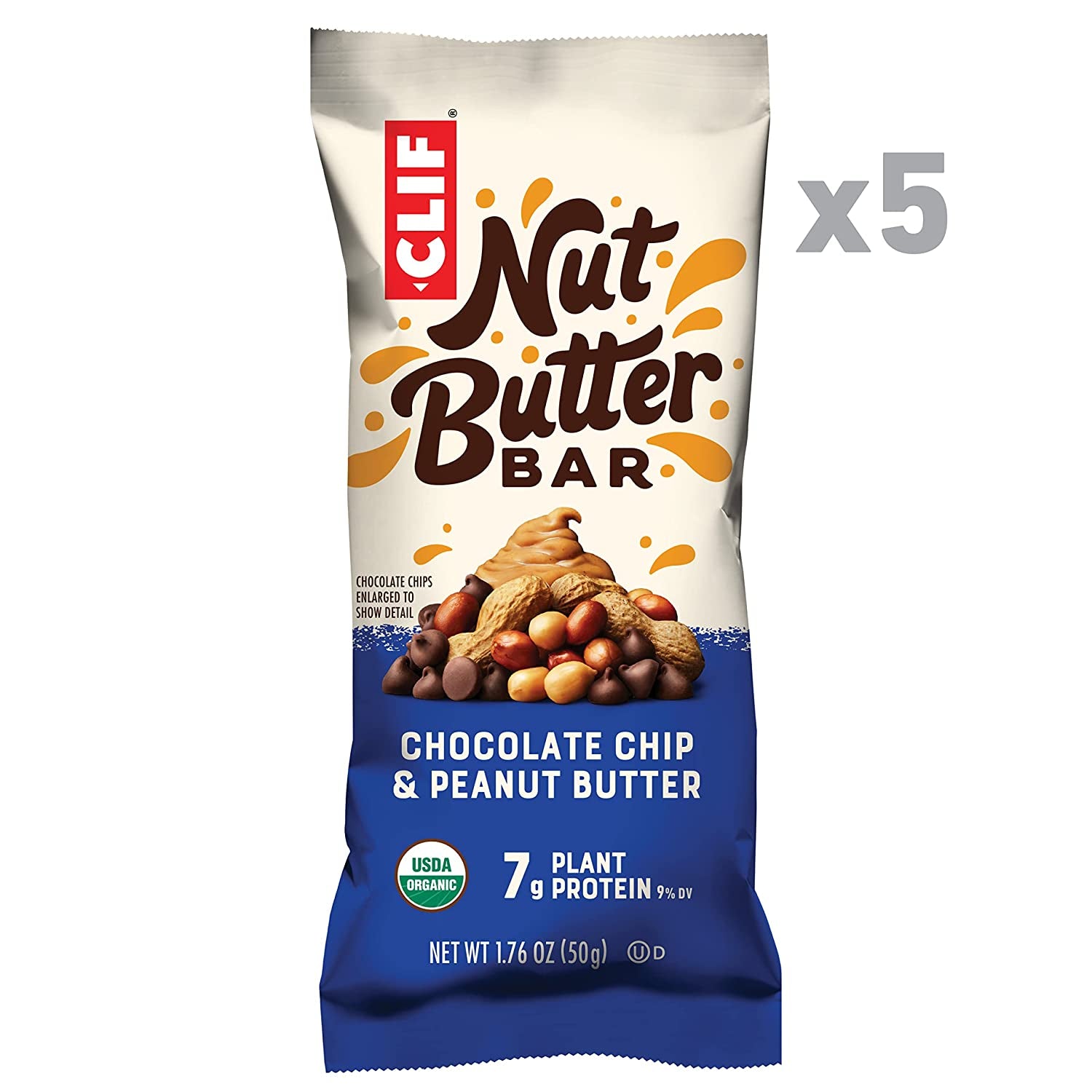 - Nut Butter Bar - Organic Snack Bars - Chocolate Chip Peanut Butter - Organic - Plant Protein - Non-Gmo (1.76 Ounce Protein Snack Bars, 5 Count)