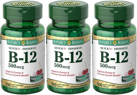 B-12 Quick Dissolve Tablets 500 Mcg, 100 Count (Pack of 3)