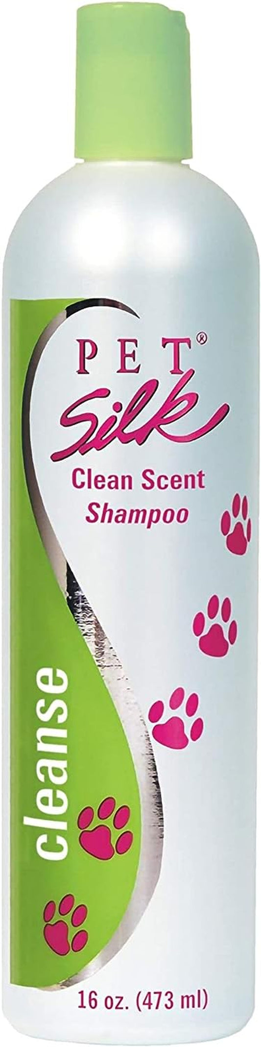 PET SILK Shampoo - Long Lasting Fresh Scent - Clean and Condition Pet'S Fur - Gentle Odor Remover for Puppies, Dogs and Cats (Clean Scent - 16 Oz)