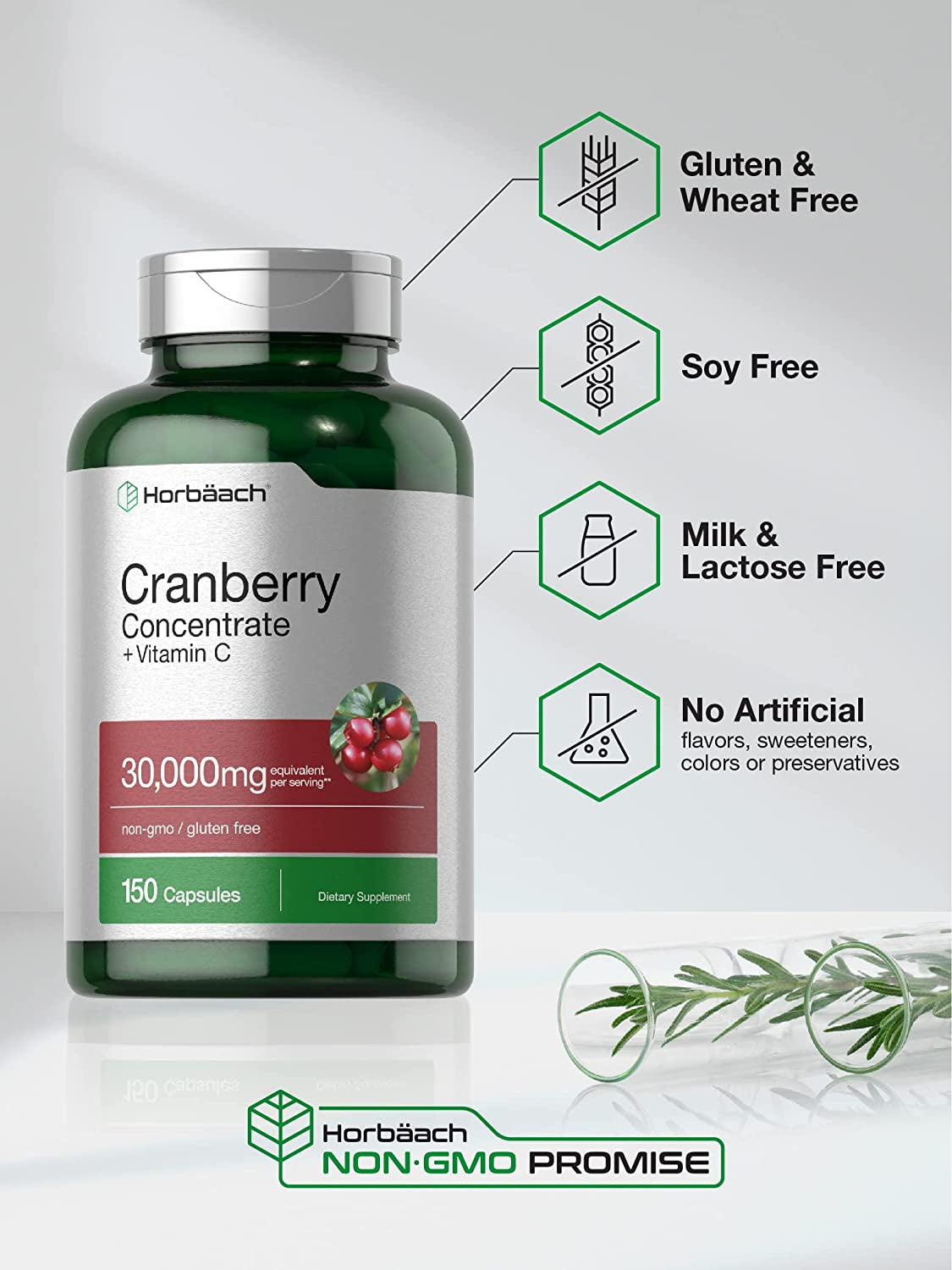 Cranberry Concentrate Extract + Vitamin C | 30,000Mg | 150 Capsules | Triple Strength Ultimate Potency Formula | Non-Gmo and Gluten Free Cranberry Pills Supplement | by