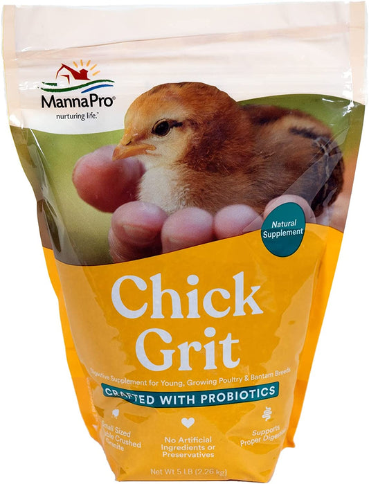 Manna Pro Chick Grit | Digestive Supplement for Young Poultry and Bantam Breed | Probiotics to Support Digestion | No Artificial Ingredients or Preservatives | Insoluble Crushed Granite | 5 Pounds