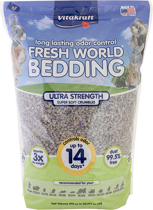 Vitakraft Fresh World Small Animal Bedding - Ultra Strength - Pet Bedding for Litter Boxes and Cages (16 L),Gray