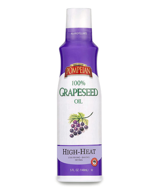 Pompeian 100% Grapeseed Oil Non-Stick Cooking Spray, Perfect for Stir-Frying, Grilling and Sauteing, Naturally Gluten Free, Non-Gmo, No Propellants, 5 FL. OZ., Single Bottle