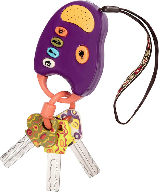 B. Toys – Toy Car Keys – Key Fob with Lights & Sounds – Interactive Baby Toy – Pretend Keys for Babies, Toddlers – 10 Months + – Funkeys – Purple