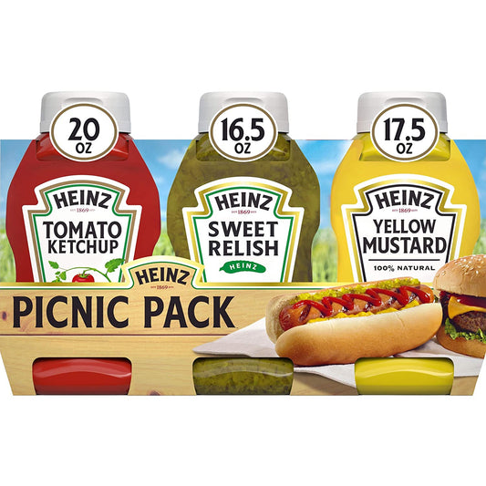 Heinz Tomato Ketchup, Relish, and Mustard Picnic Pack, 3 Count