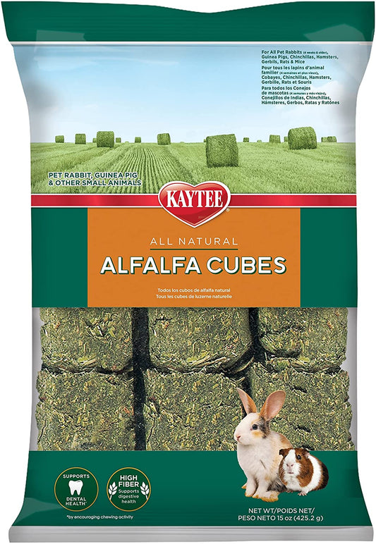 Kaytee Alfalfa Cubes for Rabbits, Guinea Pigs, and Other Small Animals, 15 Oz