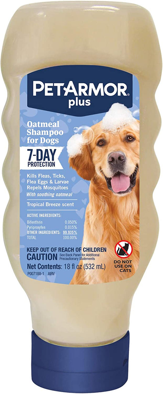 Petarmor plus Flea & Tick Protection Oatmeal Shampoo for Dogs, 18Oz