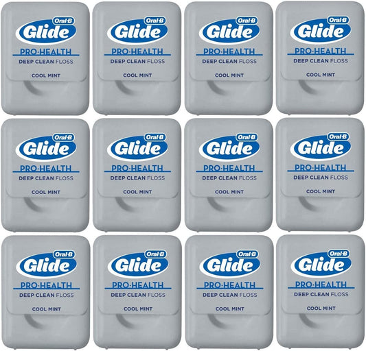 Glide Oral-B Pro-Health Deep Clean Floss, Cool Mint, Small Size 4 Meters (4.3 Yards) - Pack of 12