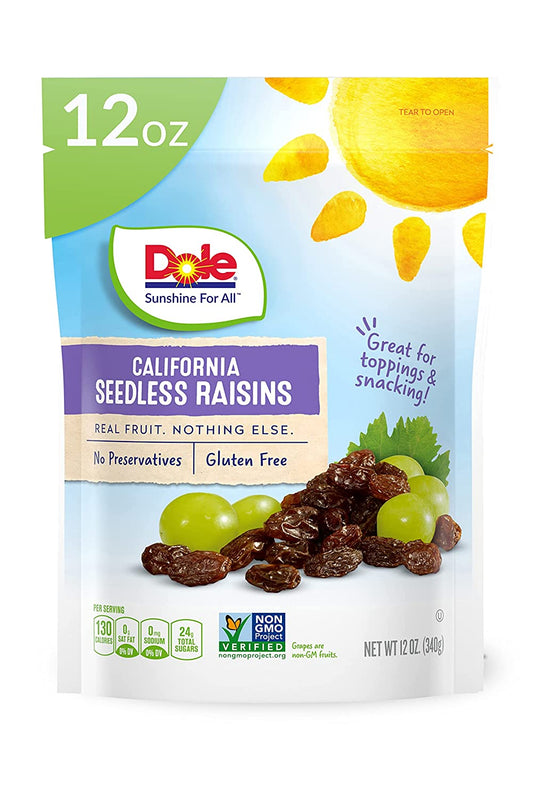 Dole California Seedless Raisins, Dried Fruit, Healthy Snack, 12 Oz