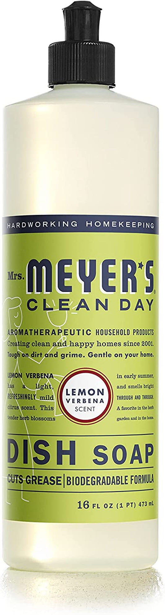 Mrs. Meyer'S Liquid Dish Soap, Biodegradable Formula, Lemon Verbena, 16 Fl. Oz
