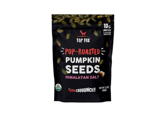 Top Fox Snacks - Organic Pop-Roasted Pumpkin Seeds | Healthy Protein Snacks - Gluten Free - Keto and Vegan Friendly (Himalayan Salt, 3.5 Oz - 2 Pack)