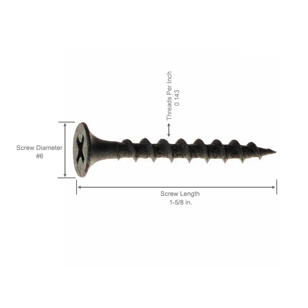 #6 X 1-5/8 In. Philips Bugle-Head Coarse Thread Sharp Point Drywall Screw (1 Lb./Pack)