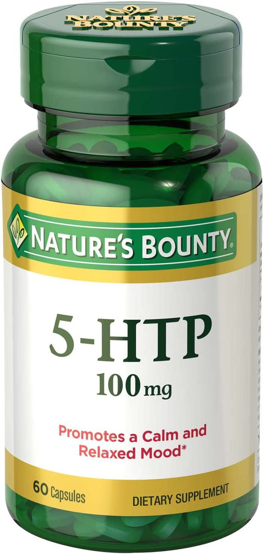Nature'S Bounty 5-HTP Pills and Dietary Supplement, Supports a Calm and Relaxed Mood, 100Mg, 60 Capsules