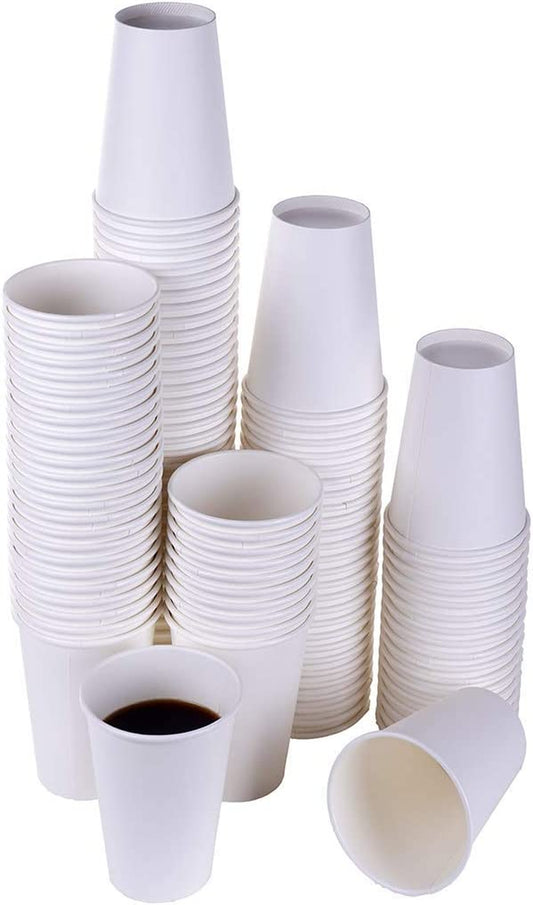 Tashibox White Hot Drink 120 Count - 12 Oz Disposable Paper Coffee Cups