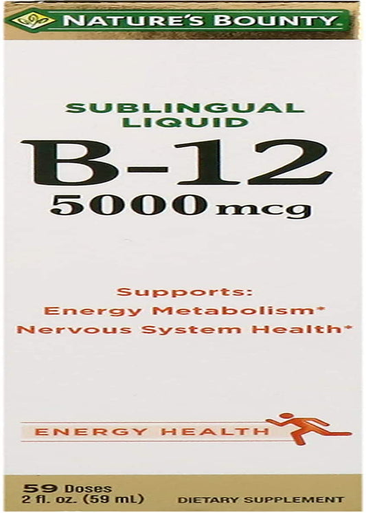 , Super Strength B-12 Liquid 5000Mcg, 2 Oz (Pack of 2)
