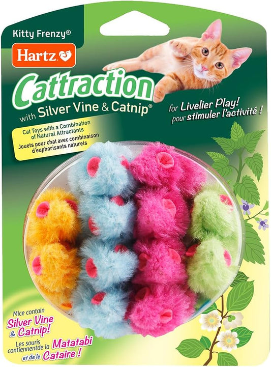 Cattraction Kitty Frenzy Cat Toy with 12 Silver Vine & Catnip Mice, Multi, All Breed Sizes