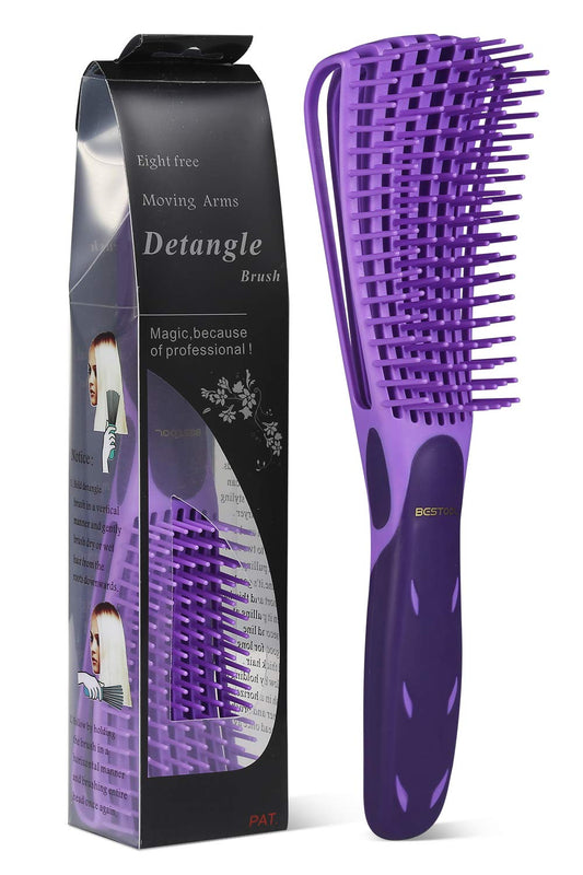 BESTOOL Detangling Brush for Natural Hair, Detangler for 3/4Abc Curly, Coily, Kinky Hair, Detangle Wet/Dry Easily with No Pain (Purple)
