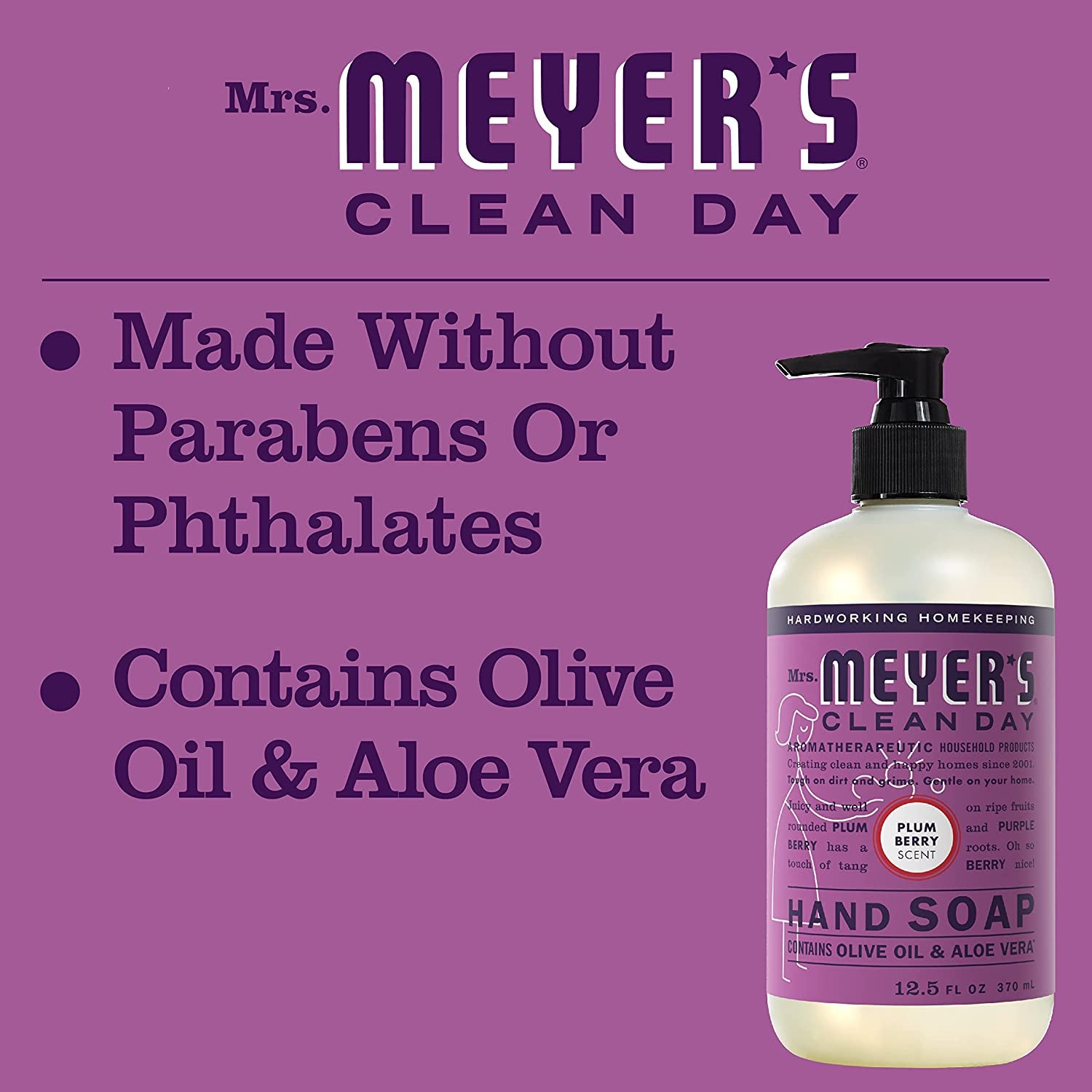 Mrs. Meyer'S Hand Soap, Made with Essential Oils, Biodegradable Formula, Plum Berry, 12.5 Fl. Oz
