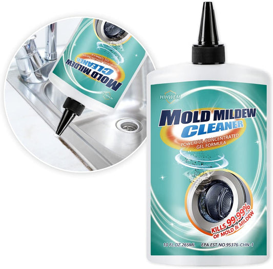 HIHWEM Mold Mildew Remover Gel Household Cleaner for Sealant Tiles Grout Washing Machine Cleaner Bathroom Stain Remover Home Kitchen Sinks Cleaning - 10Fl.Oz