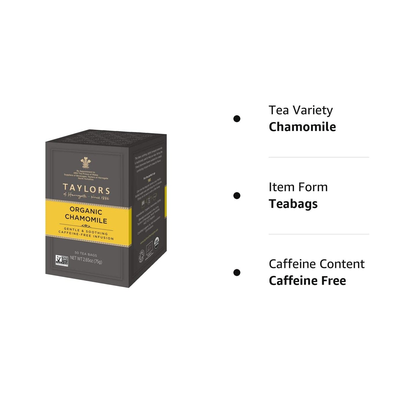 Taylors of Harrogate Organic Chamomile Herbal Tea, 50 Teabags