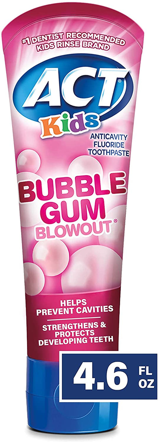 ACT Kids Anticavity Fluoride Toothpaste 4.6 Oz. Bubble Gum Blowout