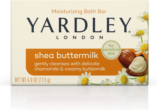 Yardley London Shea Buttermilk Sensitive Skin Naturally Moisturizing Bath Bar, 4 Ounce, 1.5 X 3.75 X 2.5 Inches