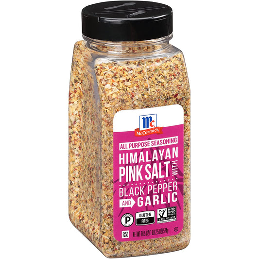 Mccormick Himalayan Pink Salt with Black Pepper and Garlic All Purpose Seasoning, 18.5 Oz