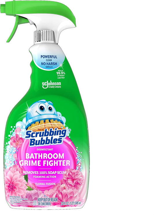 Scrubbing Bubble Bathroom Grime Fighter, Floral Fusion Scent, 32 Oz Spray Bottle