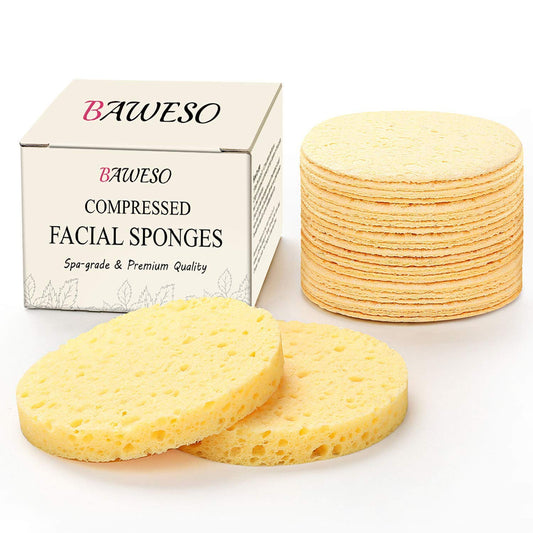 Facial Sponges - 100% Natural Compressed Cellulose Puff, Reusable Bigger / Thicker (3"15/0.4") Face Deep Cleansing and Soft Exfoliating Spa Pads 20Pcs