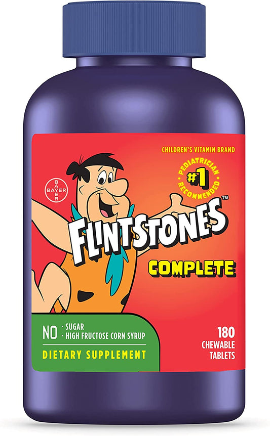 Flintstones Chewable Kids Vitamins, Complete Multivitamin for Kids and Toddlers with Iron, Calcium, Vitamin C, Vitamin D & More, 180 Count (Packaging May Vary)