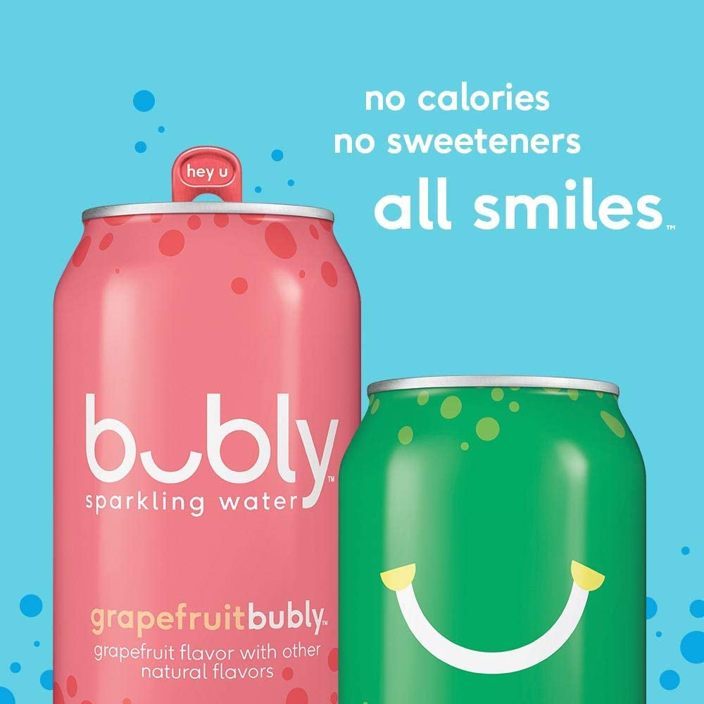 Bubly Sparkling Water, Tropical Thrill Variety Pack, 12 Fl Oz Cans (18 Pack)